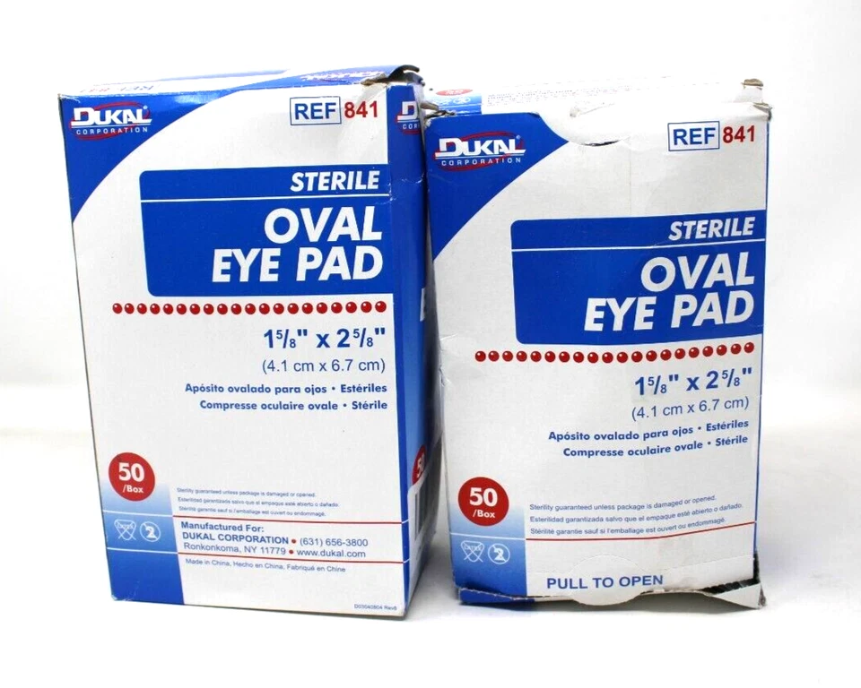 Dukal 841 Sterile Oval Eye Pad 1-5/8" x 2-5/8" -2 Damaged Boxes 50 Per Box - Image 1 of 1