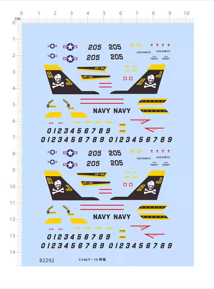 1/144 USS NIMITZ F-14A Tomcat carrier-based aircraft VF-84 Markings Water Decal - Image 1 of 1