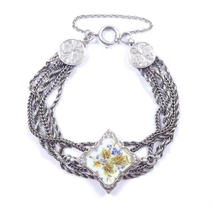 Antikes viktorianisches Albertina Armband Efeu Blatt fünfsträngig Sterlingsilber - Bild 1 von 9