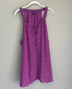 Torrid Gr. 4 Top lila gepunktet Spaghettiträger transparent leicht Knöpfe zum Binden - Bild 1 von 12