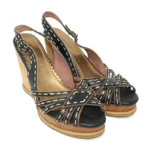 Seychelles Anthropologie Shoes Womens 8.5B Strappy Wedge Sandal Wood Heel - Picture 1 of 8