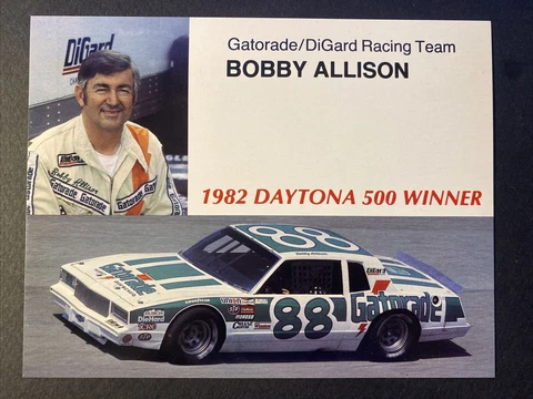 RARE Vintage 1982 Daytona 500 winner Bobby Allison Gatorade postcard Nascar #88 Cover