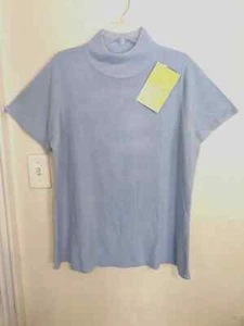 Susan Graver Womens Sweater 1X Plus Blue Knit Pullover Top Blouse Short Sleeve - Picture 1 of 4