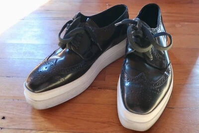 Prada wingtip brogue platform oxford shoes, euro size 37.5 - Image 1 of 4