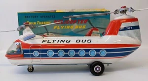 Vintage MASUDAYA (Japan) Tin TWIN TURBINE HELICOPTER FLYING BUS 707 - Picture 1 of 7