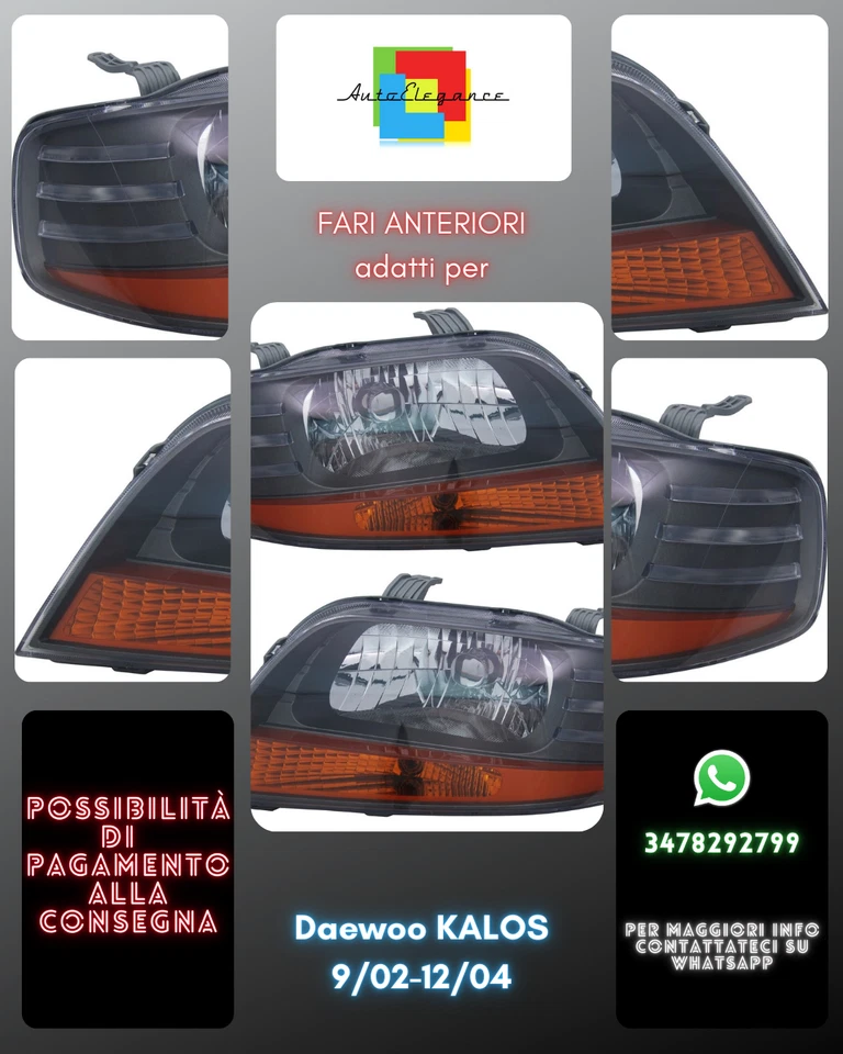 Fari anteriori adatti per Daewoo KALOS 9/02-12/04 H4 Halogen Nero - Imagen 1 de 4