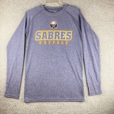 NHL Buffalo Sabres Long Sleeve Athletic Shirt Adult Small 34/36 Blue Ice Hockey