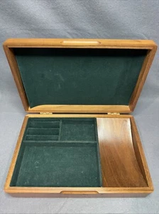 MCM Mens wood Valet Dresser Desk Caddy Organizer Change Tray Jewelry Box Vintage - Picture 1 of 9