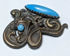Vintage Metal Pin Turquoise - Picture 1 of 2