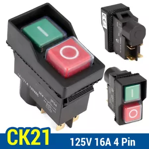 On/Off Waterproof Safety Switch Magnetic Push Button 4 Pin 125V Workshop Machine - Picture 1 of 7