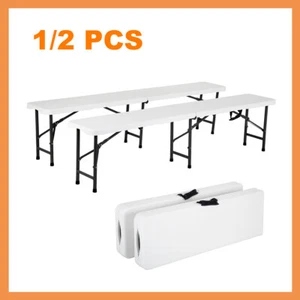 6FT Folding Plastic Chair In/Outdoor Portable Camping Picnic Party Dining Bench - Picture 1 of 12