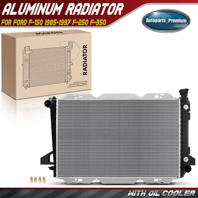 Radiador de aluminio para Ford F-150 1985-1997 F-250 F-350 Bronco L6 4,9 L transmisión automática Foto 1 de 4