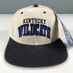 Vintage University of Kentucky Dad Hat Beige Black Blue Letters Leather Strap - Picture 1 of 9