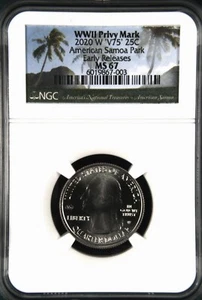 2020-W ‘V75’ 25C NGC MS67 Early Releases WWII Privy Mark American Samoa Park - Picture 1 of 2