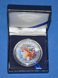 1921 Morgan Silver dollar COLORIZED COMPLETE with BOX - Picture 1 of 3