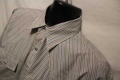 Vintage Rodeo Eagle Crest Shirt Western Pearl Snap size Medium L/S Stripe - Image 1 of 4