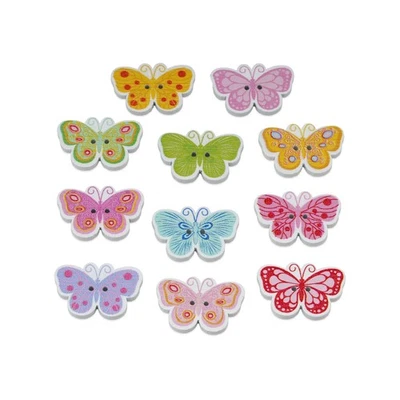 30pcs Colorful Wood Butterfly Buttons for DIY Crafts  Sewing Scrapbooking 25mm - Image 1 of 4