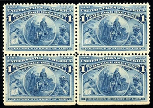 USAstamps Unused FVF US 1893 Columbian Expo Block Scott 230 OG MNH SCV $140 - Picture 1 of 2
