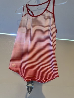 Camiseta sin mangas Wilson para mujer espalda deportiva roja blanca rayas horizontales talla pequeña Foto 1 de 4