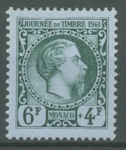 Monaco 1948 Tag der Briefmarke Fürst Charles III. 338 postfrisch - Bild 1 von 1