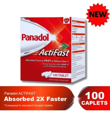 Panadol Actifast 100`s (Exp 02/2028) Rapid Pain Headache Migraine Fever Relief  - Image 1 of 4