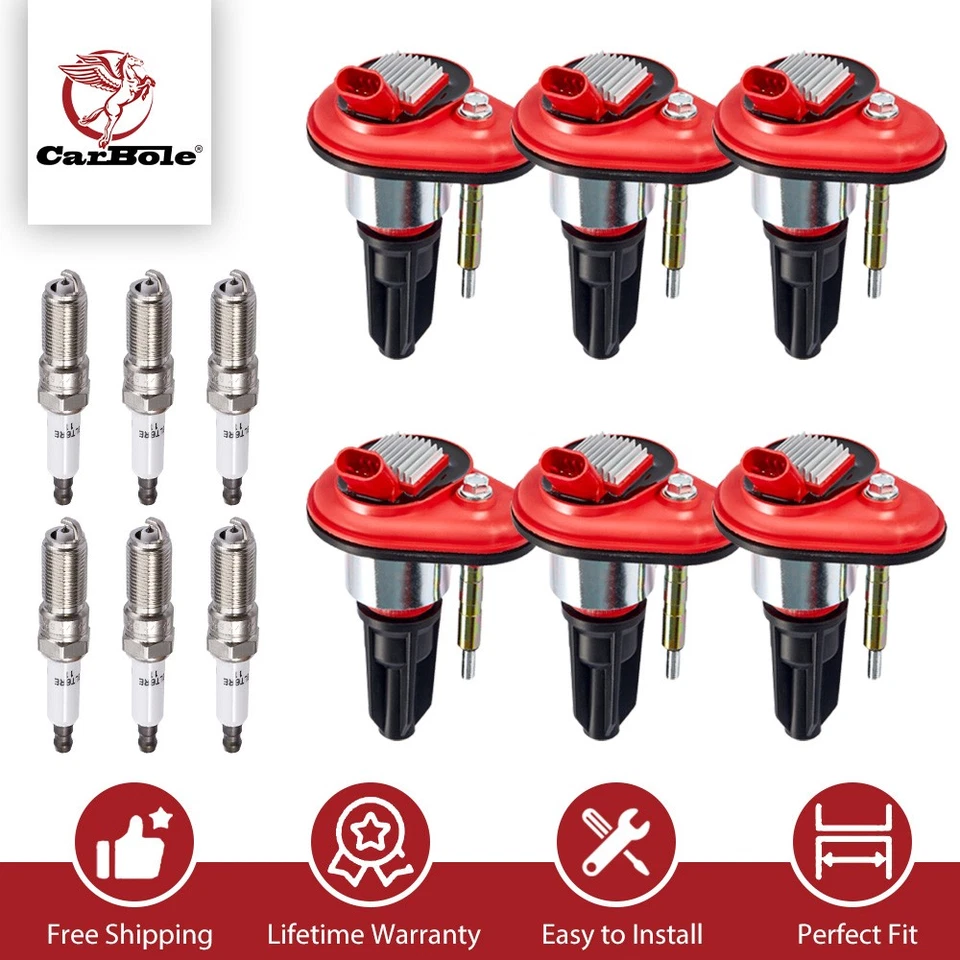 6 Ignition Coils & 6 Spark Plugs For Chevy Trailblazer GMC Envoy 4.2L UF303 - Image 1 of 4