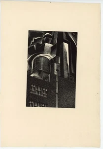 John Heins WPA Artist Print Cityscape Study Lithograph Woodcut - Bild 1 von 1