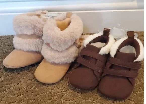 Baby Girls First Steps Cozy Boots Crib Shoes - Tan/ Brown Sz 6/9 9/12 Months NWT - Image 1 of 1