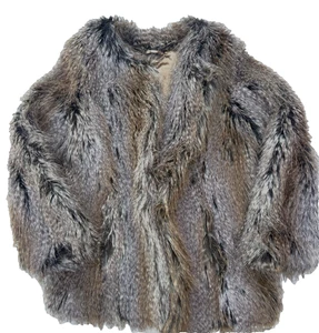 Trina Turk Multi Brown Acrylic Faux Fur Lined Long Sleeve Hook&Loop Coat size M - Picture 1 of 13