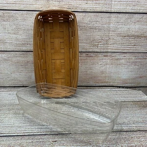 Longaberger Bread Basket 1993 Rectangle Basket Made in USA w/ Plastic Protector - Picture 1 of 7