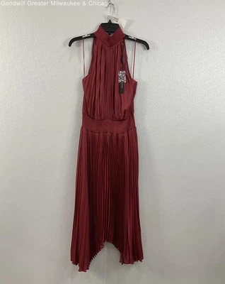NWT Elie Tahari Women's Rose Red Halter Neck Sleeveless Fit & Flare Dress Size M - Image 1 of 3