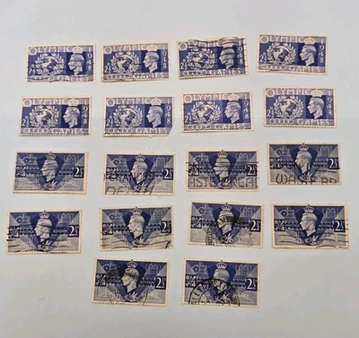 SELLOS DE COLECCIÓN DE GRAN BRETAÑA • Lote de 18 peniques 21/2 Juegos Olímpicos Rey Jorge VI 1948 Foto 1 de 4
