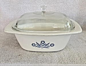 Vintage Corning blaue Kornblume 4 Quart Dutch Oven P-34-B mit P-12-C Deckel USA - Bild 1 von 13