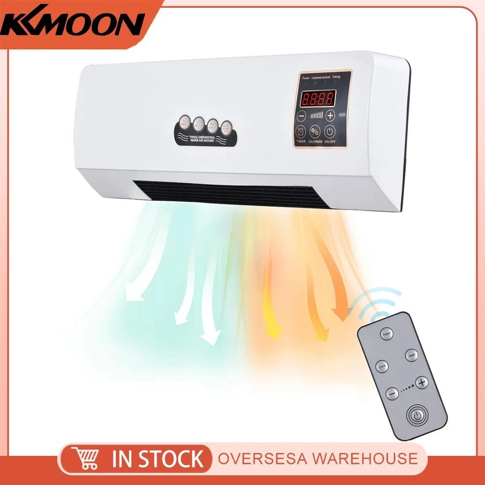 2 in 1 1800W Wall Mounted Heater & Air Cooling Fan Combo with Remote Control - Image 1 of 4