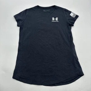 Under Armour Freedom T-Shirt Youth Girls Large Graphic Print Black ..#32145 - Picture 1 of 9