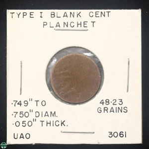 Type 1 Blank Cent Palnchet - in a 2x2 paper flip - Picture 1 of 4