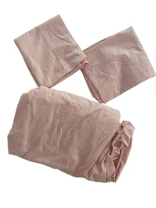 Ralph Lauren TWIN Sheet Set Oxford Stripe 1 Fitted Sheet 2 Pillowcases Pink Whit - Picture 1 of 20