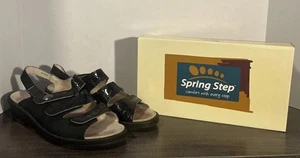 Spring Step Women's Black Leather Upper Adjustable Strap Sandals Size 10.5-11 - Picture 1 of 9
