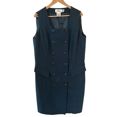 Womens Sleeveless Vest Dress 100% Wool Professional Double Breast Career Size 16 - Image 1 of 4