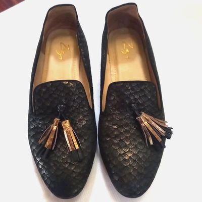 Мокасины женские Zigi черные текстурированные с кисточками размер 39 без шнуровки туфли на плоской подошве заявленные - Изображение 1 из 4