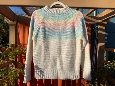 Suéter de esquí vintage Skiva años 80 L rayas blancas pastel Foto 1 de 4