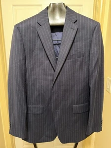Men’s Michael Kors Navy Blue Pinstriped Wool Blend Blazer 42 Long - Picture 1 of 14
