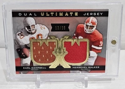 2013 Upper Deck Ultimate Earl Campbell / Herschel Walker - Dual Jersey 12/25 - Image 1 of 2