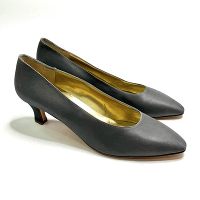 Zapatos de salón Bruno Magli para mujer de tela satinada de cuero gris talla 9,5 C hechos en Italia Foto 1 de 4