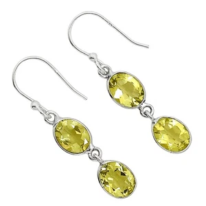 Natural Lemon Quartz 925 Sterling Silver Earrings Jewelry E-1002 - Picture 1 of 5