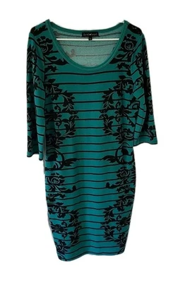 Vestido suéter grande verde/negro para mujer Foto 1 de 3