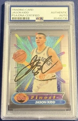 Jason Kidd Signed 1994-95 Topps Finest Rookie Card Dallas Mavericks PSA/DNA Slab - Image 1 of 2