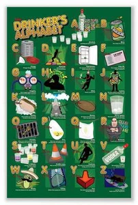 ART POSTER The Drinkers Alphabet BEER COLLEGE DORM - Picture 1 of 1