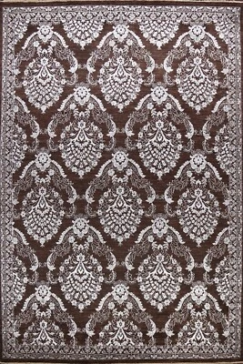 All-Over Black/ Silver Versace Wool/ Silk Hand-knotted Oriental Area Rug 9'x12' - Image 1 of 4