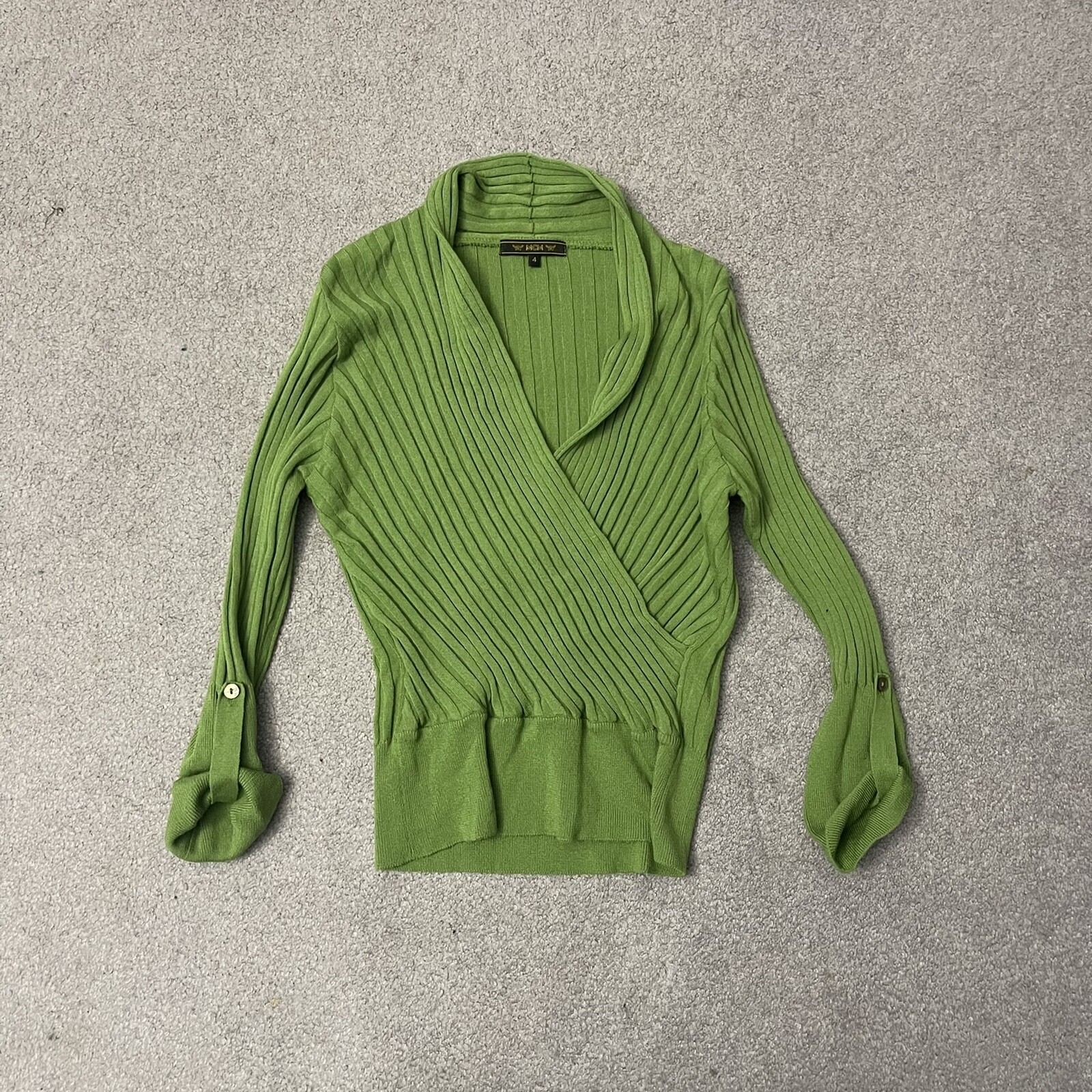 Vintage MCM Green Tunic Wrap Sweater 